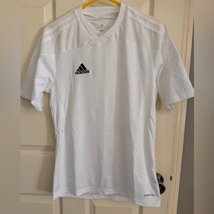 adidas White Short-Sleeve Performance Soccer Tee with Black Logo